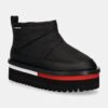 Tommy Jeans cizme de iarna TJW NYLON FLATFORM BOOT WL culoarea negru