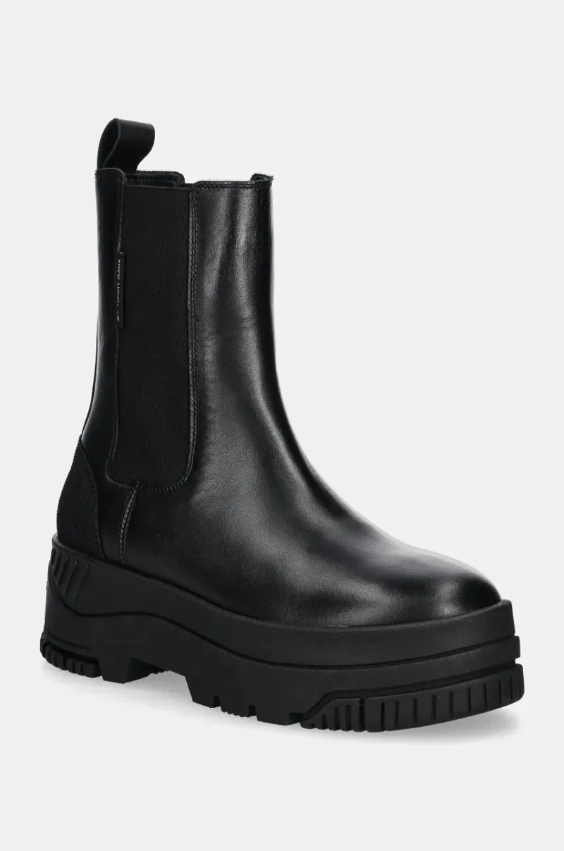 Tommy Jeans ghete chelsea de piele TJW CHELSEA FLATFORM BOOT femei