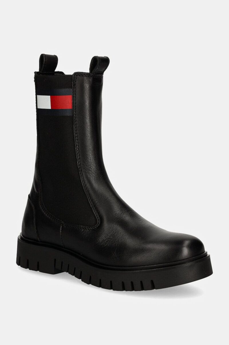 Tommy Jeans ghete chelsea de piele TJW LONG CHELSEA BOOT femei