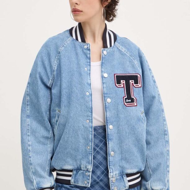 Tommy Jeans jachetă bomber din denim de tranzitie