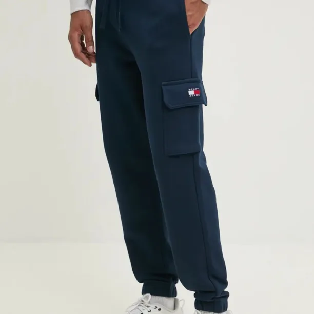 Tommy Jeans pantaloni de trening din bumbac culoarea albastru marin