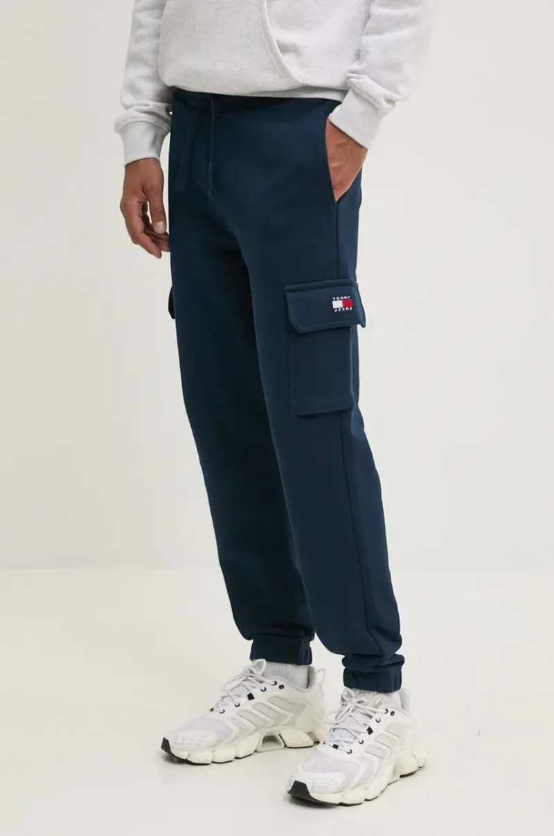 Tommy Jeans pantaloni de trening din bumbac culoarea albastru marin