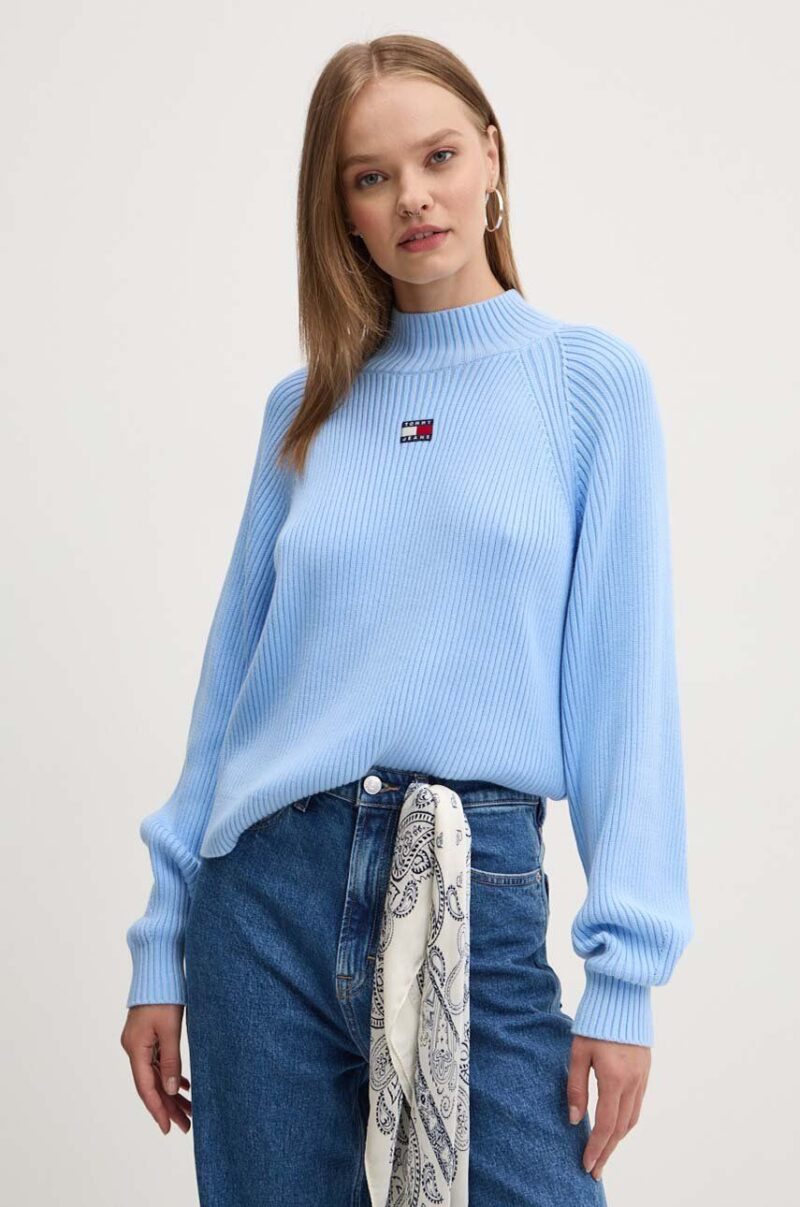 Tommy Jeans pulover de bumbac cu turtleneck