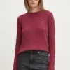 Tommy Jeans pulover de bumbac culoarea bordo