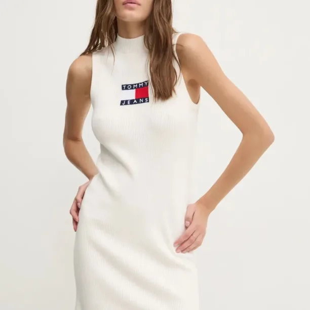 Tommy Jeans rochie culoarea bej