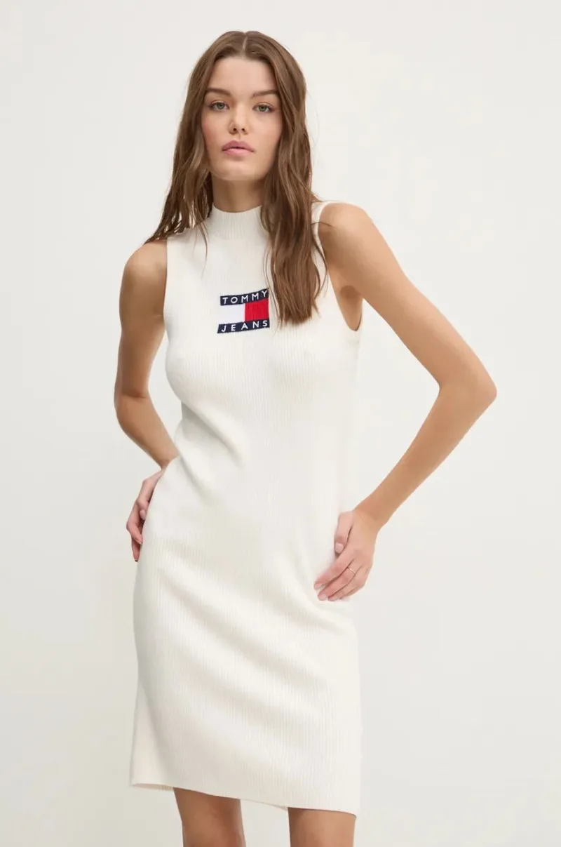 Tommy Jeans rochie culoarea bej