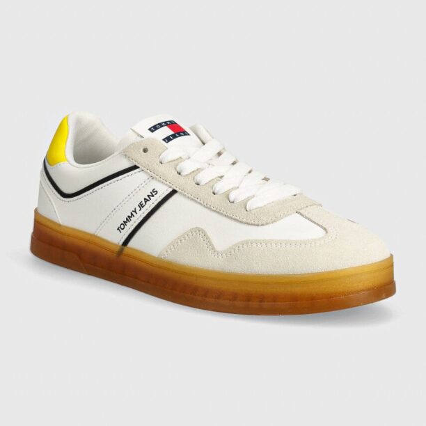 Tommy Jeans sneakers TJM LEATHER RETRO CUPSOLE culoarea alb