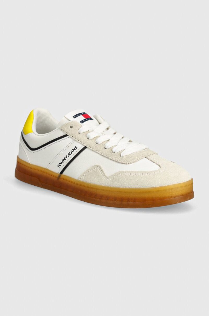 Tommy Jeans sneakers TJM LEATHER RETRO CUPSOLE culoarea alb