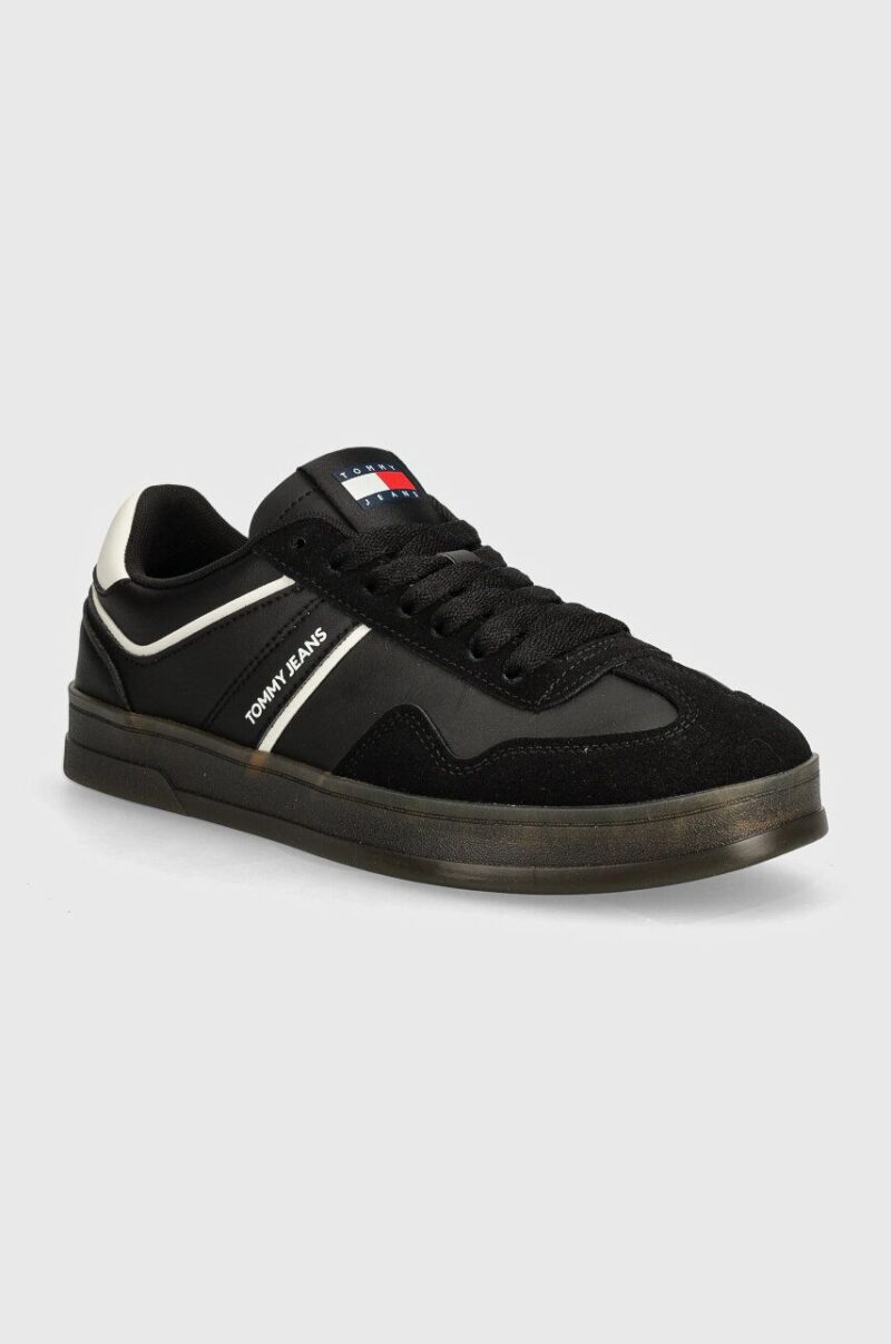 Tommy Jeans sneakers TJM LEATHER RETRO CUPSOLE culoarea negru