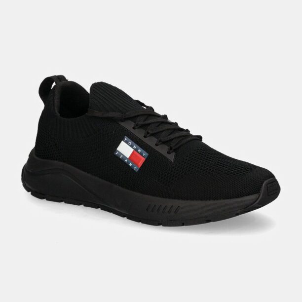 Tommy Jeans sneakers TJM RUNNER KNTITTED culoarea negru