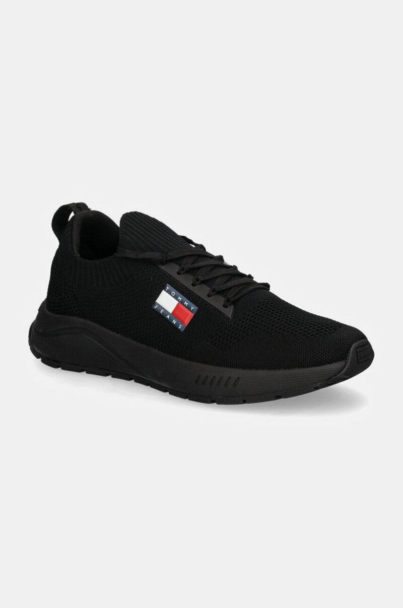 Tommy Jeans sneakers TJM RUNNER KNTITTED culoarea negru