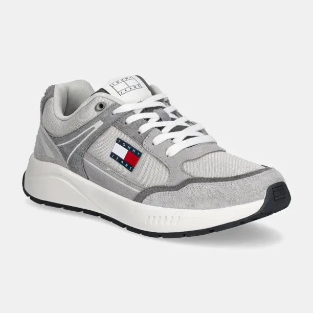 Tommy Jeans sneakers TJM RUNNER MIX MATERIAL culoarea gri