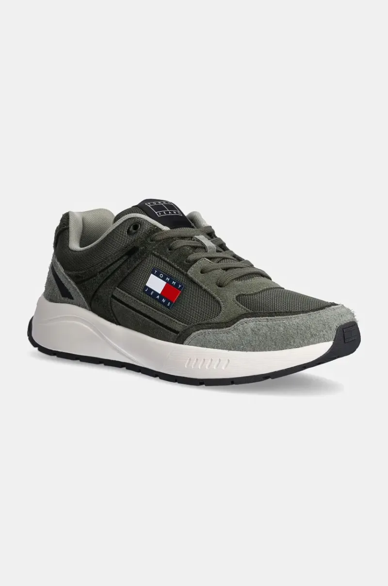 Tommy Jeans sneakers TJM RUNNER MIX MATERIAL culoarea verde