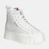 Tommy Jeans sneakers din piele TJW VULC FLATFORM MC WL culoarea alb