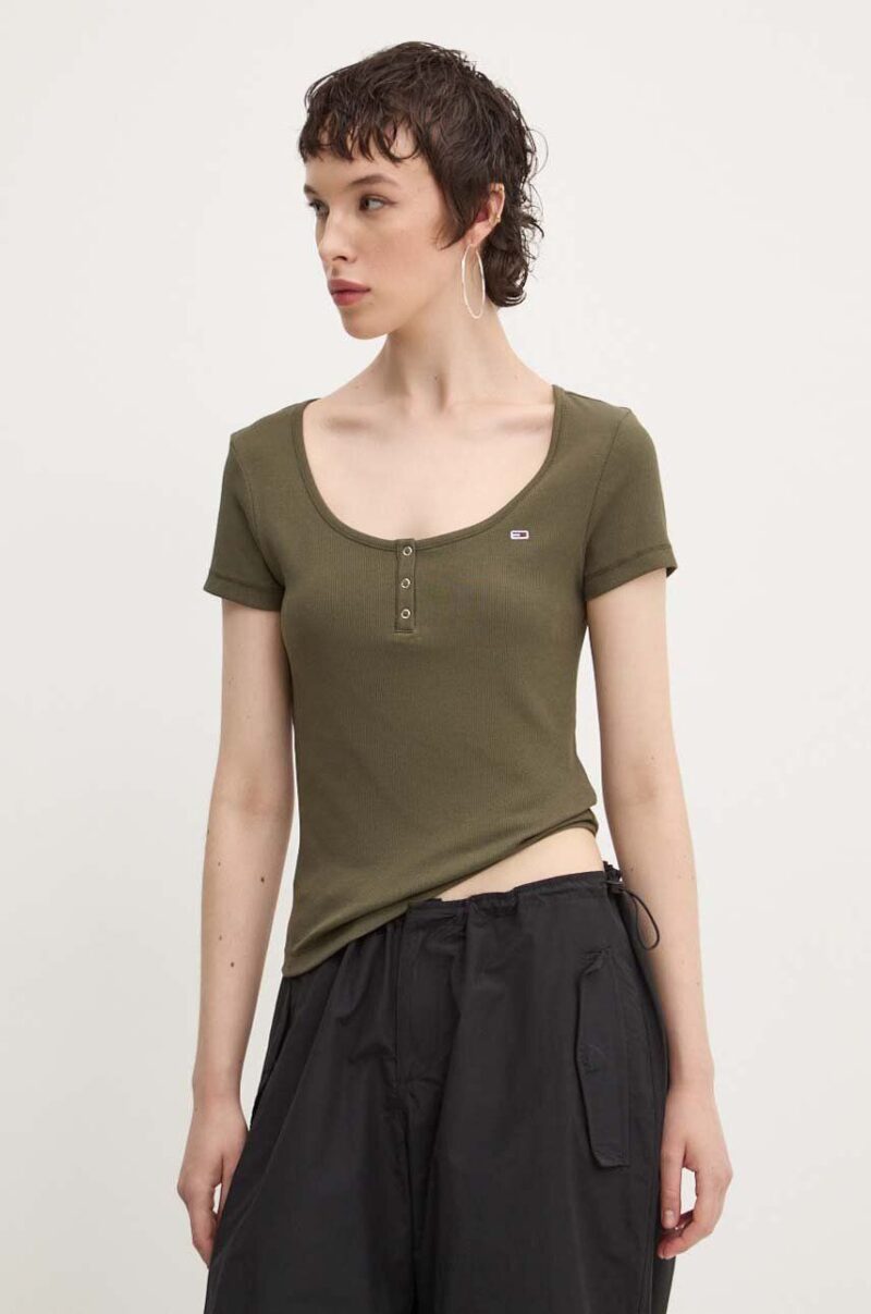 Tommy Jeans tricou culoarea verde