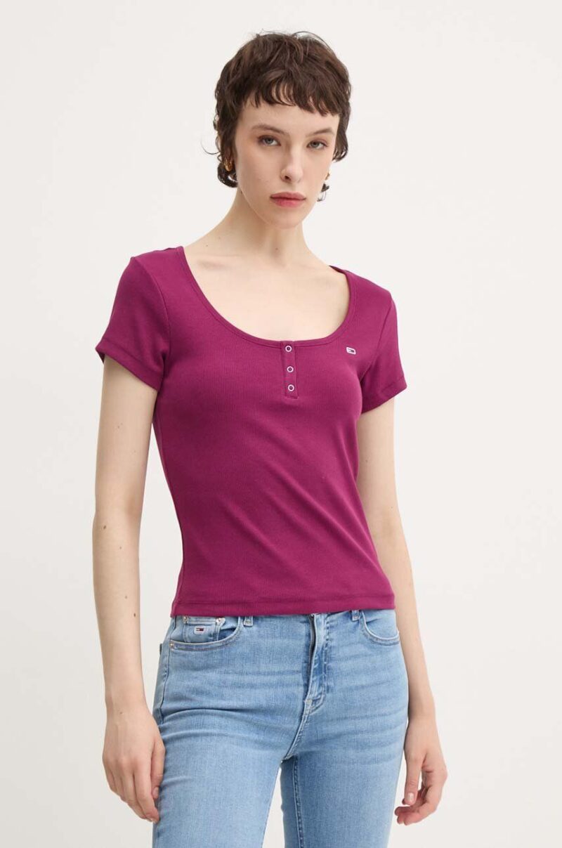 Tommy Jeans tricou culoarea violet