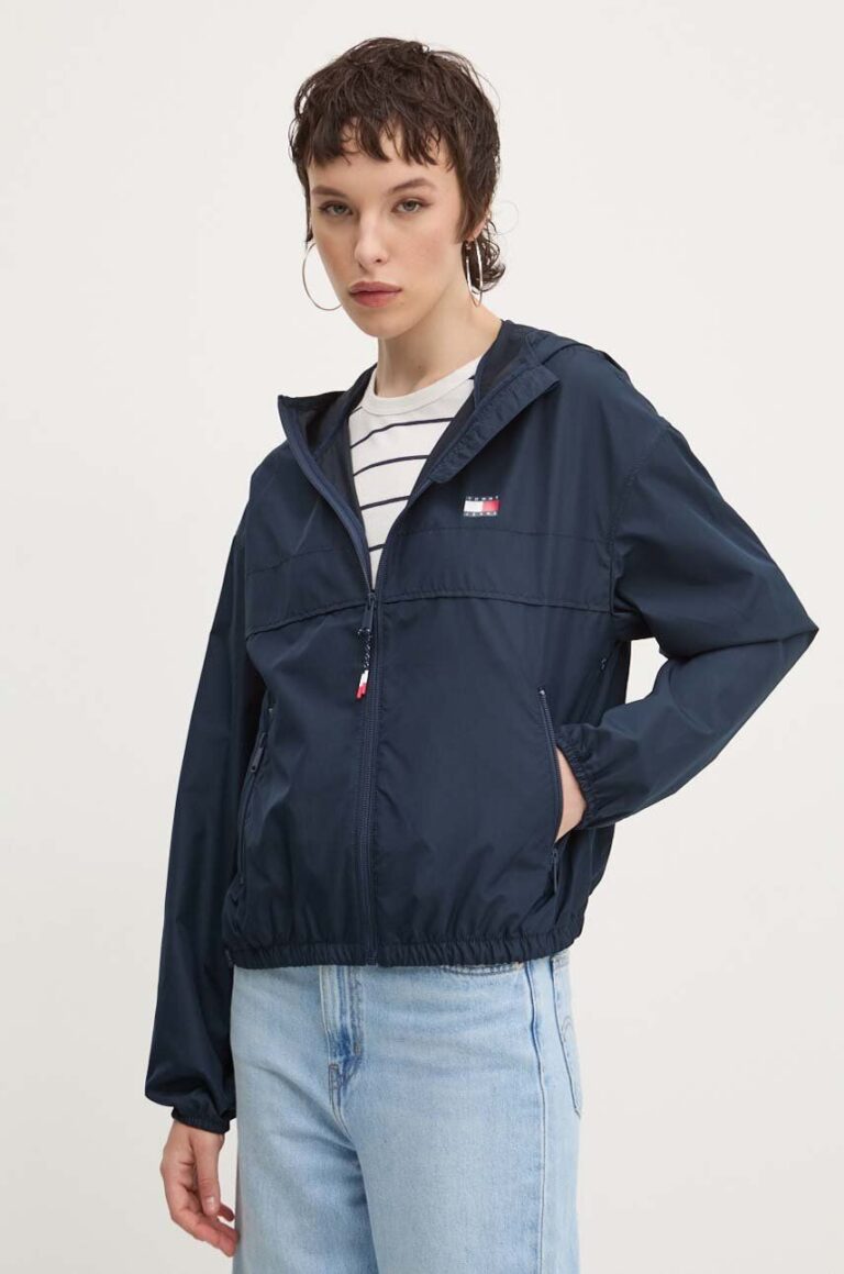 Tommy Jeans windbreaker culoarea albastru marin