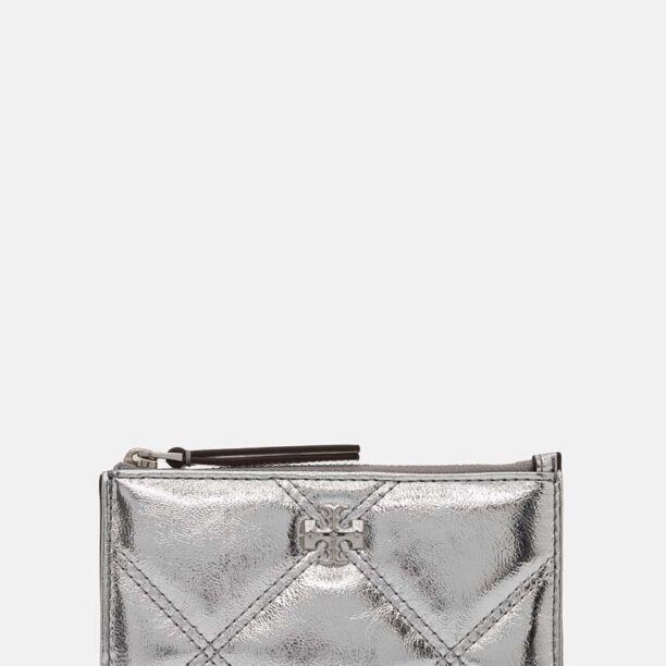 Tory Burch portofel de piele Kira Metallic Diamond femei