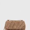 Tory Burch poseta Kira Draped Raffia Mini culoarea bej