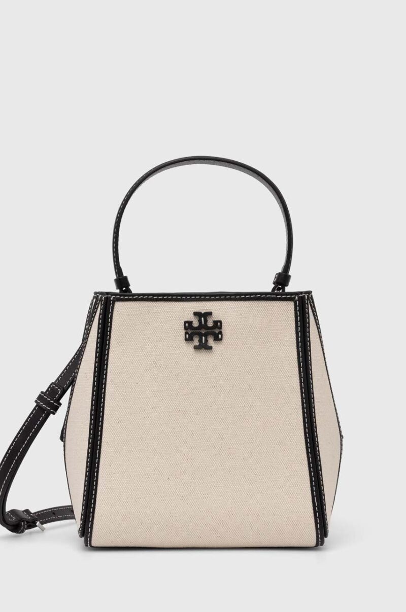 Tory Burch poseta McGraw Canvas Small culoarea bej