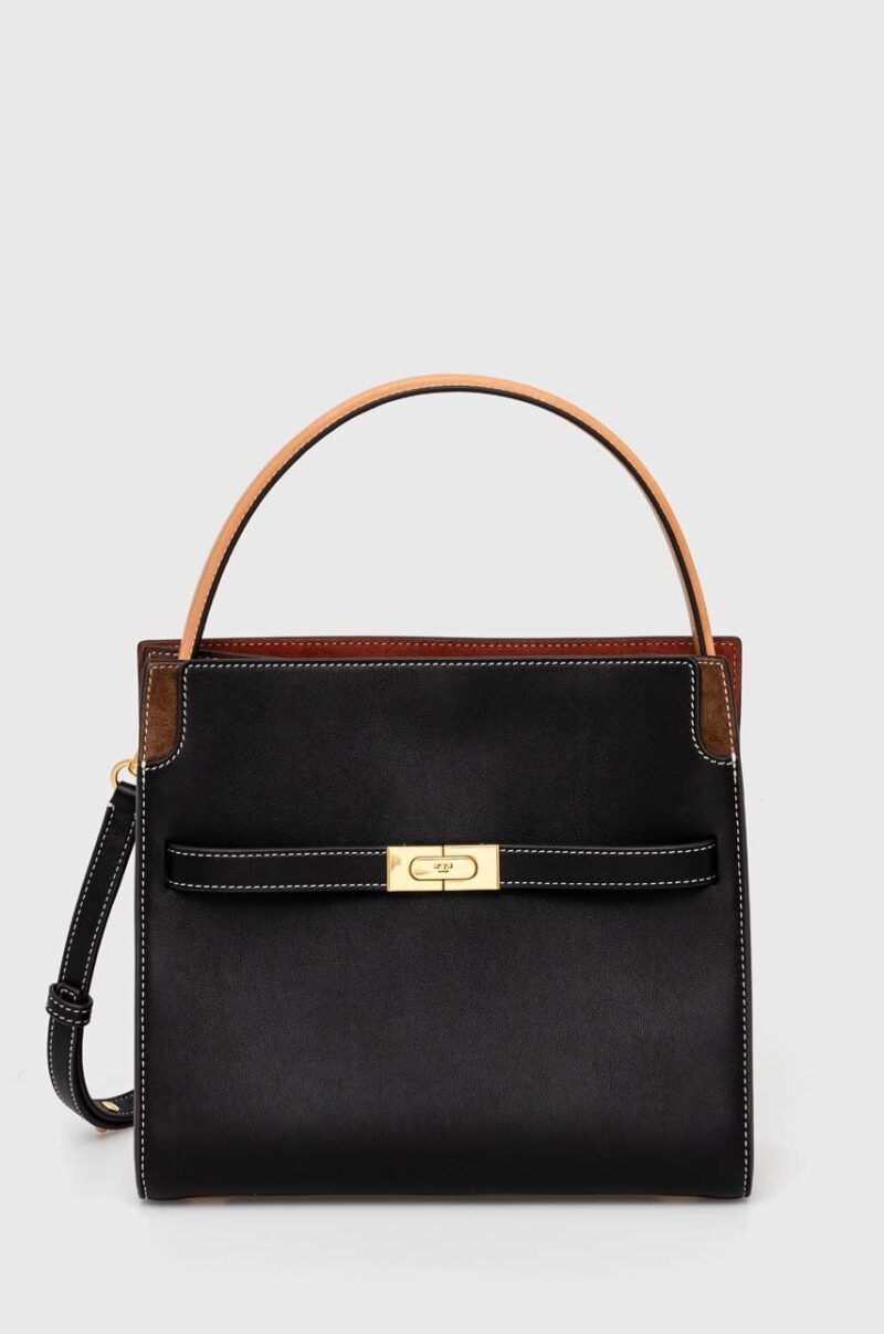 Tory Burch poseta de piele CN culoarea negru