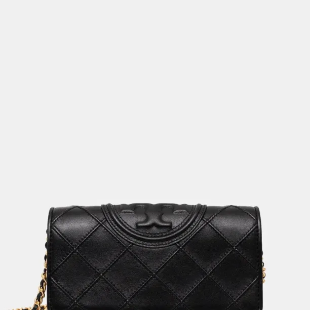 Tory Burch poseta de piele Fleming culoarea negru