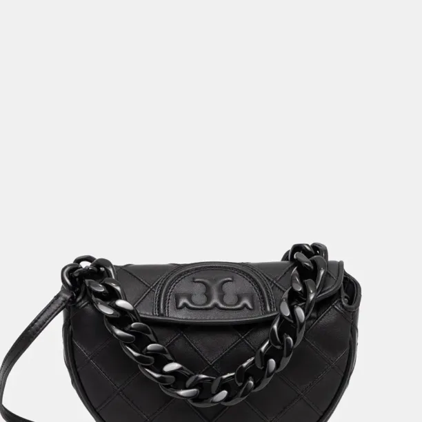 Tory Burch poseta de piele Fleming culoarea negru