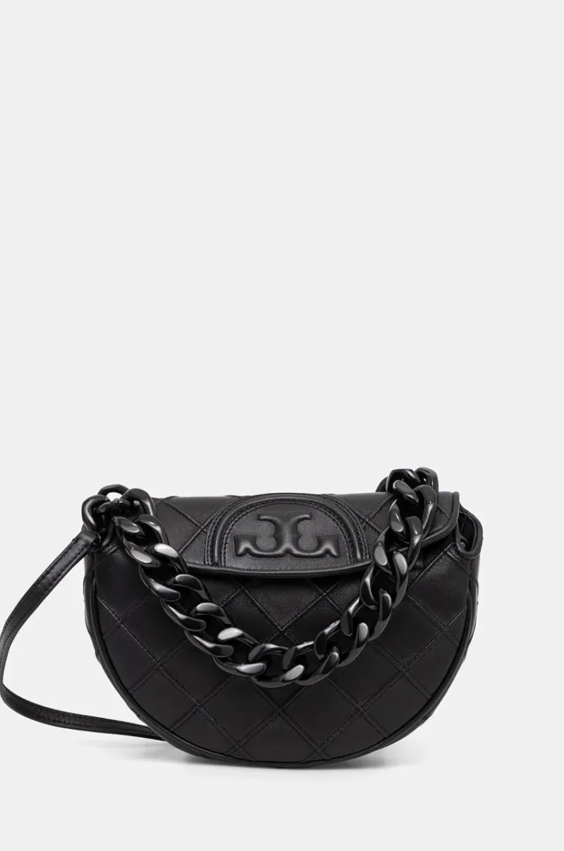 Tory Burch poseta de piele Fleming culoarea negru