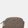 Tory Burch poseta de piele Kira Chevron culoarea bej