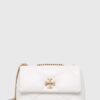 Tory Burch poseta de piele Kira Diamond Quilt Small culoarea alb