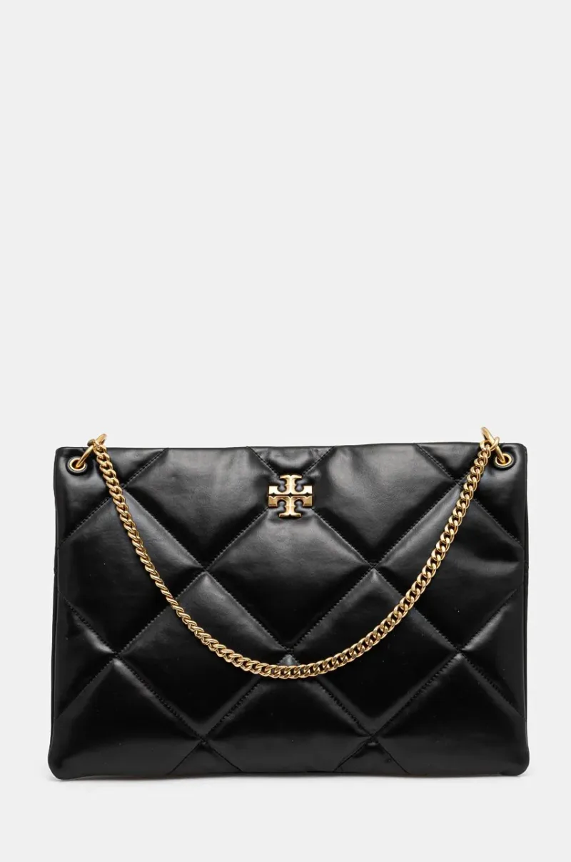 Tory Burch poseta de piele Kira Diamond culoarea negru