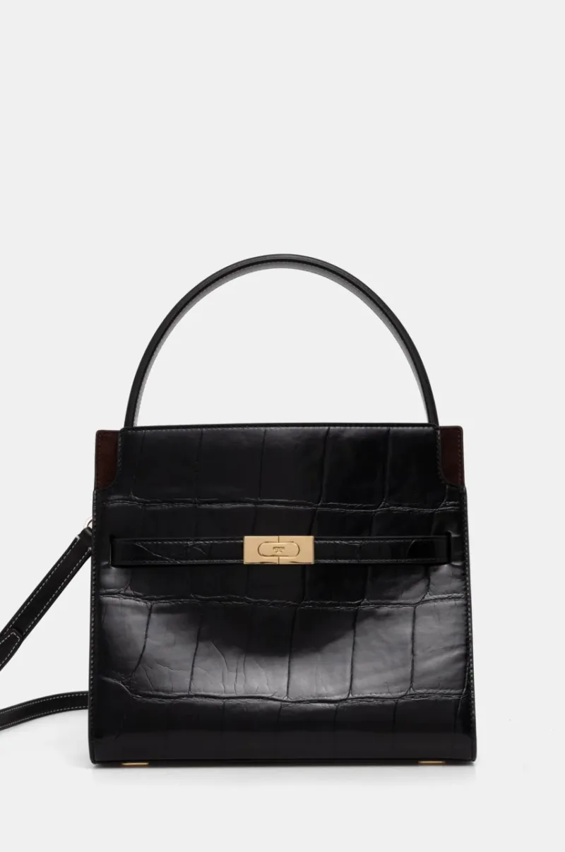 Tory Burch poseta de piele Lee Radziwill culoarea negru