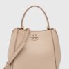 Tory Burch poseta de piele McGraw Small culoarea bej