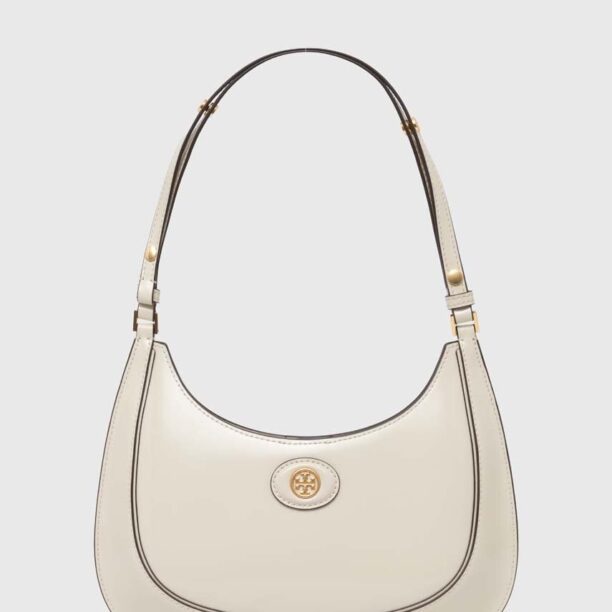 Tory Burch poseta de piele Robinson Spazzolato culoarea bej