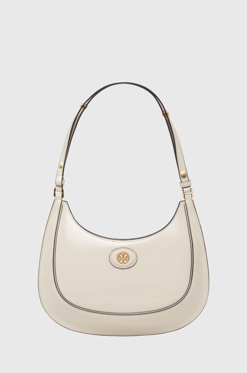 Tory Burch poseta de piele Robinson Spazzolato culoarea bej