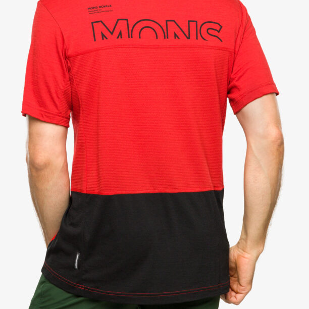 Tricou MTB Mons Royale Tarn Merino Shift T-Shirt - retro red/black preţ