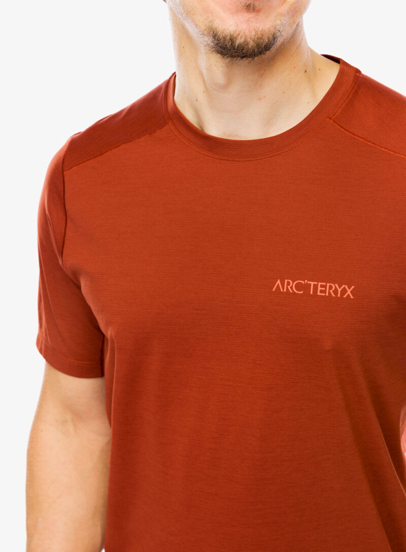 Original Tricou alergare Arcteryx Cormac ArcBird Logo SS - sequoia heather/solaris