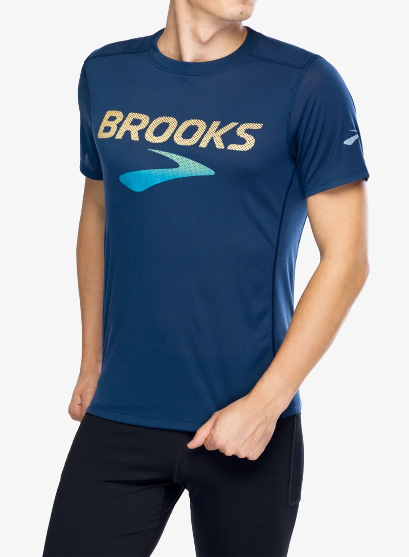 Cumpăra Tricou alergare Brooks Distance Short Sleeve 3.0 - blue slate/BR logo