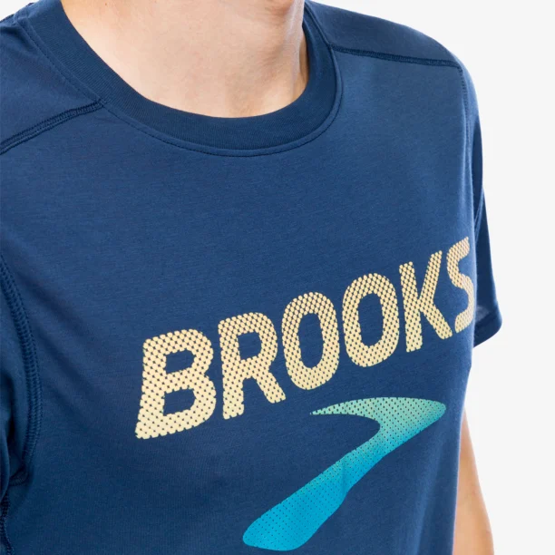 Original Tricou alergare Brooks Distance Short Sleeve 3.0 - blue slate/BR logo