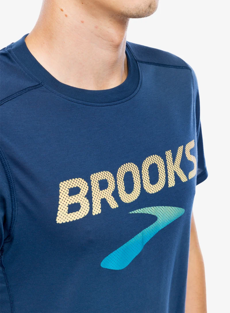 Original Tricou alergare Brooks Distance Short Sleeve 3.0 - blue slate/BR logo