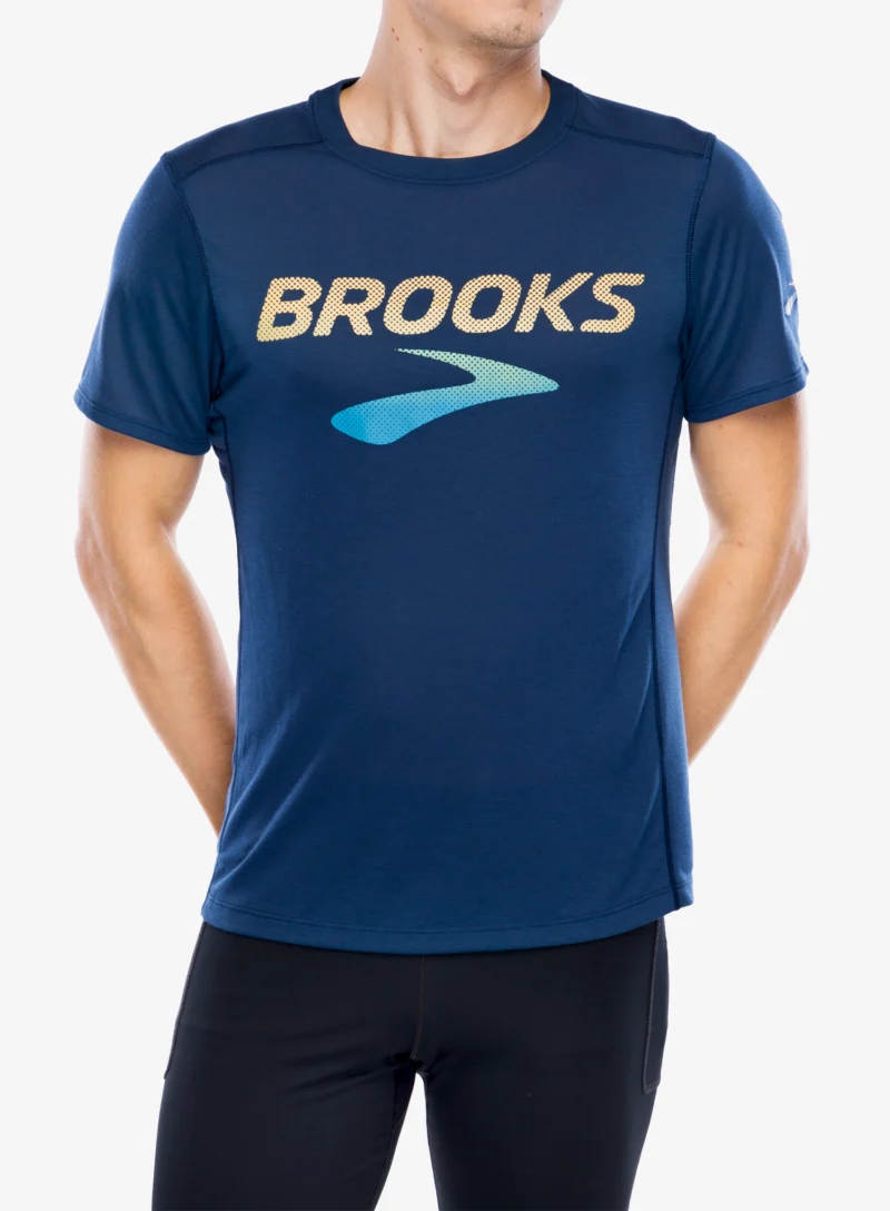 Tricou alergare Brooks Distance Short Sleeve 3.0 - blue slate/BR logo