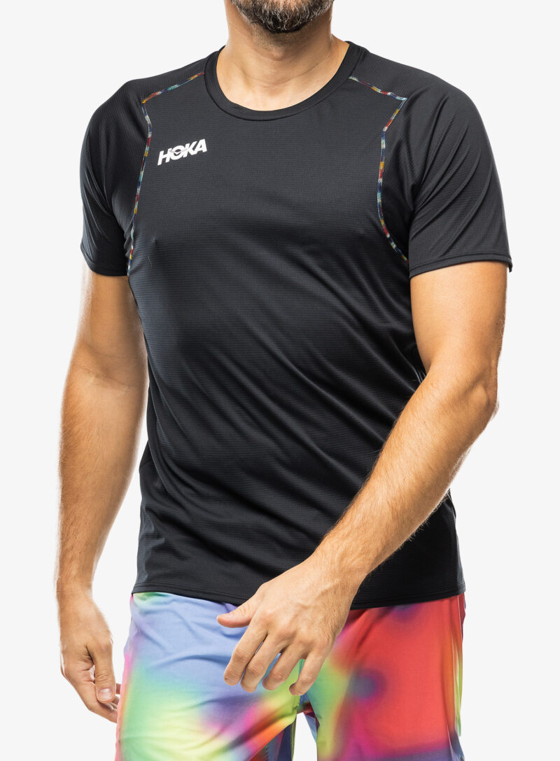 Tricou alergare Hoka Glide Short Sleeve - black/multi