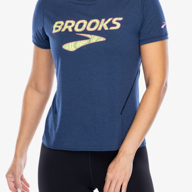 Cumpăra Tricou alergare femei Brooks Distance Short Sleeve 3.0 - ocean/brooks