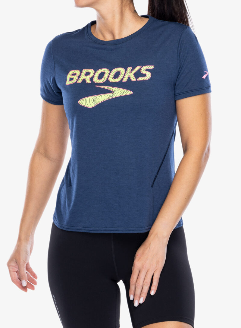 Cumpăra Tricou alergare femei Brooks Distance Short Sleeve 3.0 - ocean/brooks