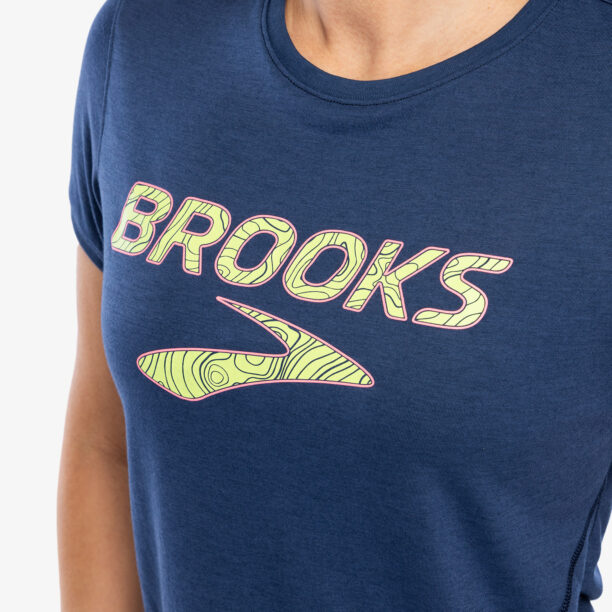 Original Tricou alergare femei Brooks Distance Short Sleeve 3.0 - ocean/brooks