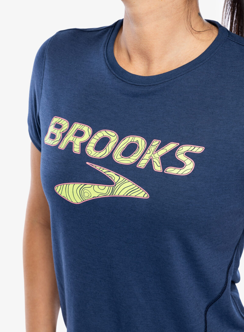 Original Tricou alergare femei Brooks Distance Short Sleeve 3.0 - ocean/brooks