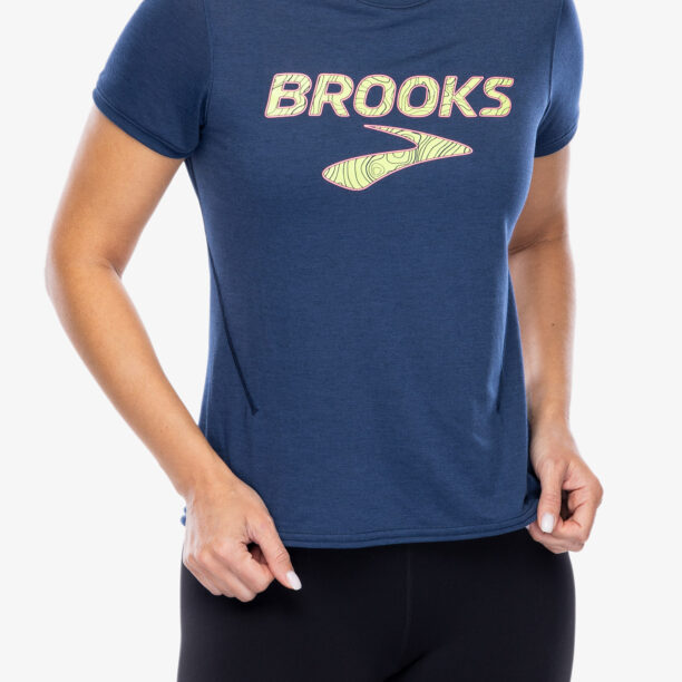 Tricou alergare femei Brooks Distance Short Sleeve 3.0 - ocean/brooks