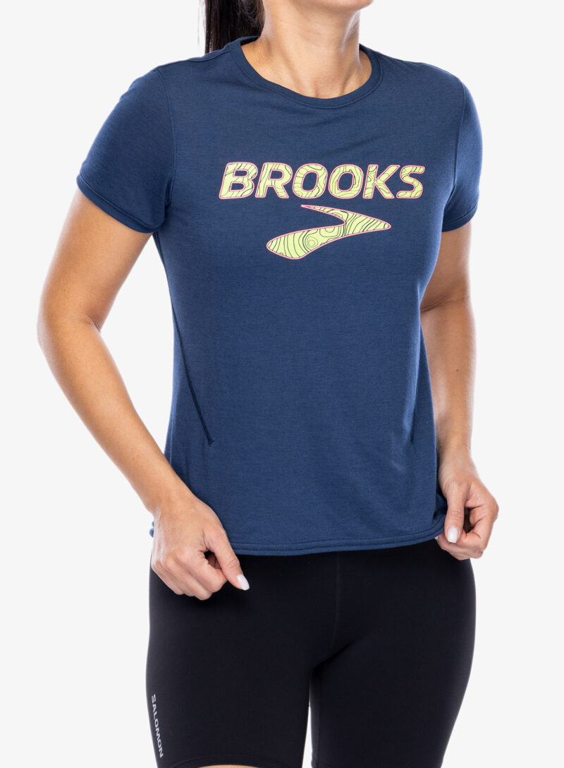 Tricou alergare femei Brooks Distance Short Sleeve 3.0 - ocean/brooks