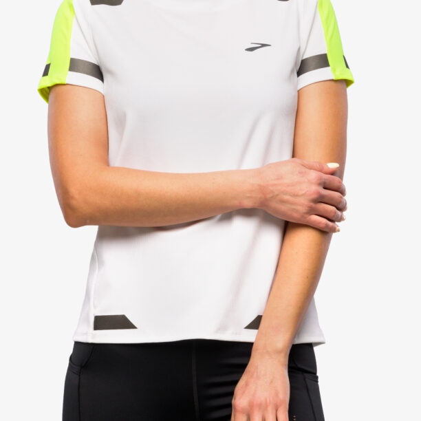 Cumpăra Tricou alergare femei Brooks Run Visible Short Sleeve - white/nightlife