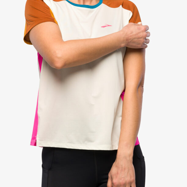 Preţ Tricou alergare femei Brooks Sprint Free Short Sleeve 2.0 - lightest sky/ochre/fuchsia